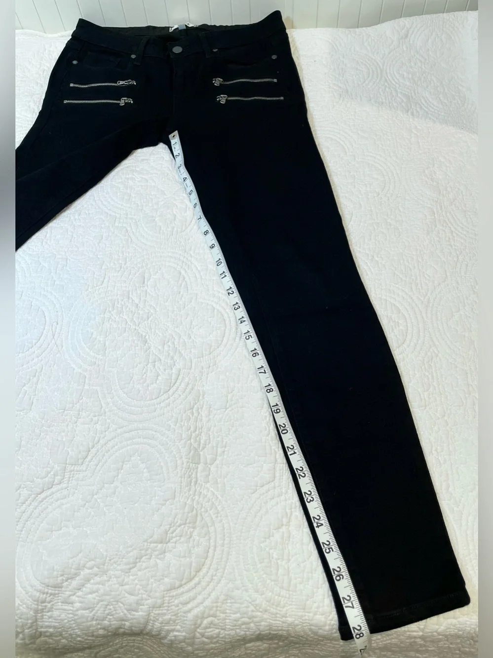 💥3/$50 PAIGE Edgemont Black Ultra Skinny Jeans with Moto Zipper Details | EUC